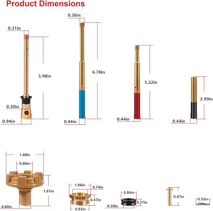 RK-ADJ-PRV Rod Kit Metal Handle, Adjustable Rod with Pressure Relief Valve RK Repair Kit Compatible with Woodford Model 14, 16, 17, 19, 22 and V22