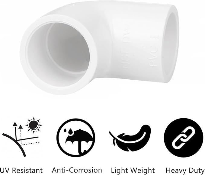 20 Pack 1/2" 90 Degree Elbow Pipe Fittings 2 Way Right Angle PVC Pipe Fitting, Furniture Build Grade SCH40 (Socket x Socket) 1/2" PVC Fitting Connectors for DIY Shelf Garden Support Structure