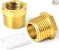 TAISHER 2PCS Brass Reducer Hex Bushing Threaded Pipe Fitting 1" NPT Male x 1/2" NPT Female Adapter