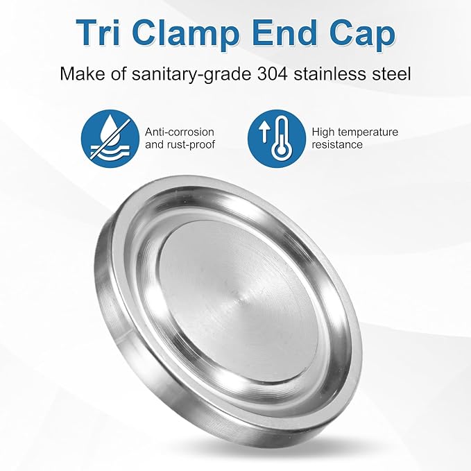 uxcell Stainless Steel Sanitary Fitting Clamp End Cap 1" (25.4mm) Solid Tube End Cap with Silicone Gasket for Food Beverage Cosmetics Factory Pipes