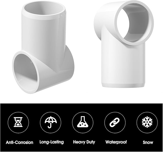 3/4" Adjustable PVC Fittings 3 Way, 18PCS Furniture Grade PVC Pipe Connector, 1Inch Slip Sling Tee Pipe Fitting for DIY Furniture Structure and Frame, Water Supply, Garden Shelf Greenhouse