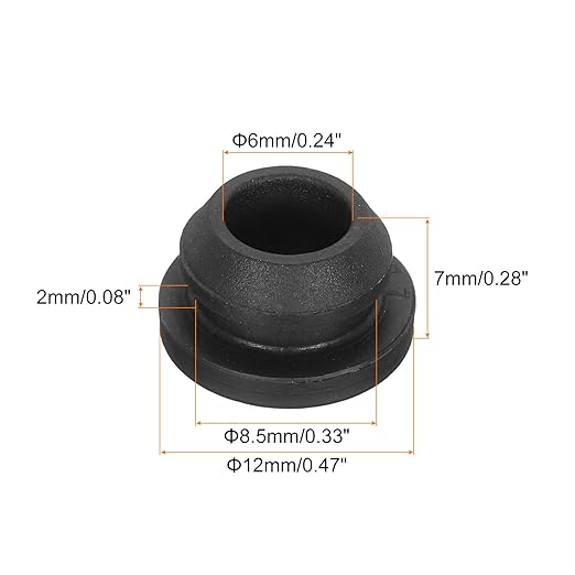 MECCANIXITY 20Pcs Snap Rubber Grommet Plug Mount Dia 8.5mm ID 6mm Narrow Groove Width 2mm Seal Anti-Scratch for Electrical Box Cable Pipes Black