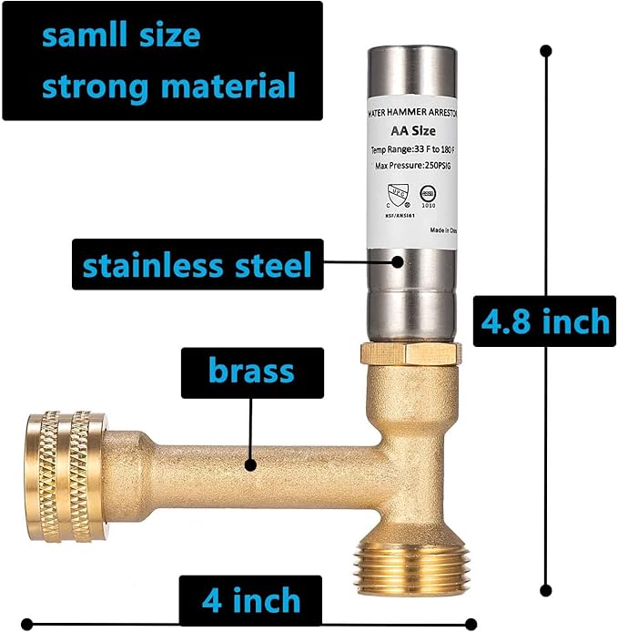 (2 Pack) Lidertik Water Hammer Arrestor Washing Machine 3/4, Absorb Shock and Reduce Noise, Laundry Washer Knock Valve Garden Hose Air Inline Sink Dishwasher LI-Y241-11-11(2 PACK)