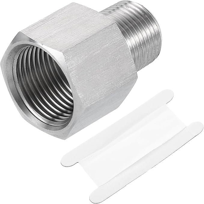 uxcell Pipe Fitting Reducing Adapter, 3/8" NPT Male x M20 Female 304 Stainless Steel Reducer Connector for Water Oil Air Pressure Gauge, Silver