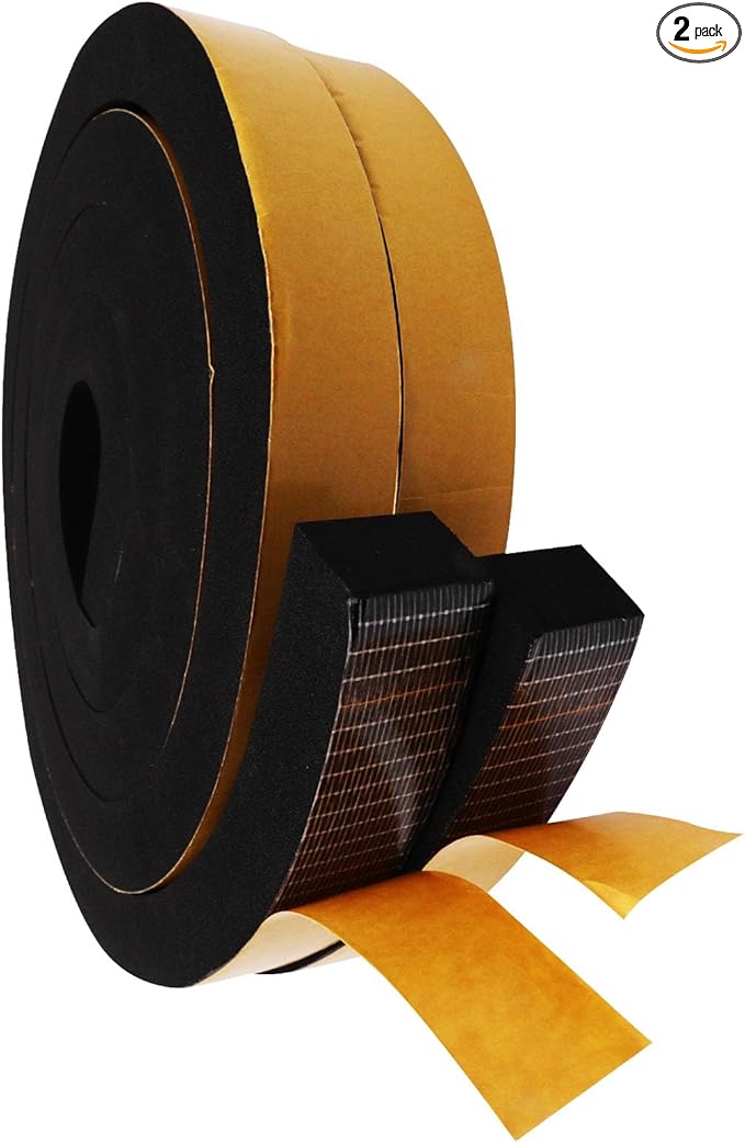Weather Stripping Door Seal Strip, Strong Adhesive, Cold Insulation, Weatherproof, High Density Foam Insulation Tape for Doors, Windows, Sliding Door, Black (1 in x 3/4 in x 13 Ft)