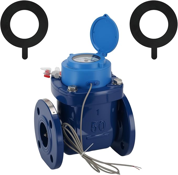 Watflow 2" WoltmannHelix Water Meter,Detachable Water Meter,Pulse Output, Epoxy-Coated Cast Iron,Resistant Seals（GAL,Non-Potable Use）