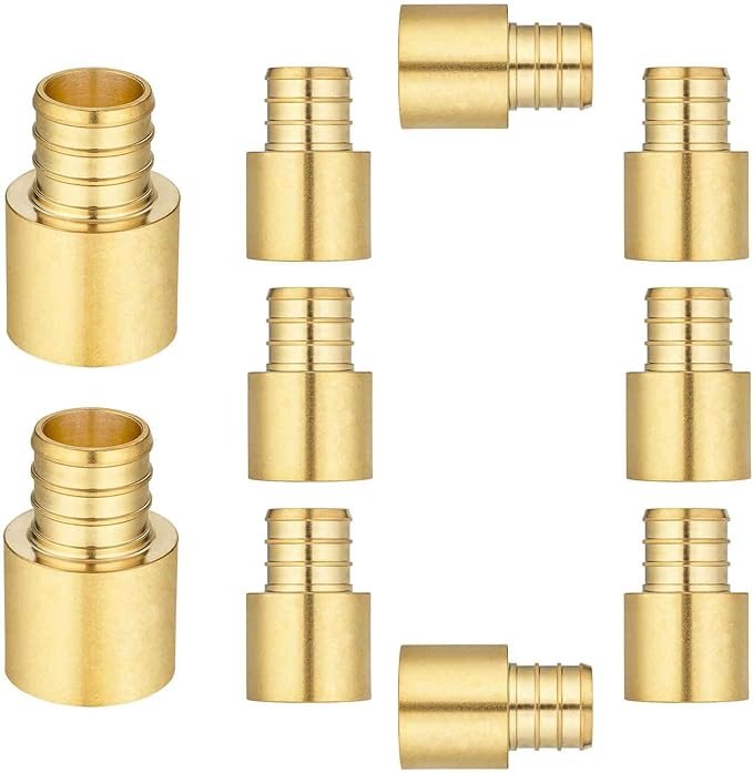 (10 Pack) Lidertik Copper to Pex Fittings 3/4 inch, 3/4" Pex F1807 x 3/4" Female Sweat Adapter Brass