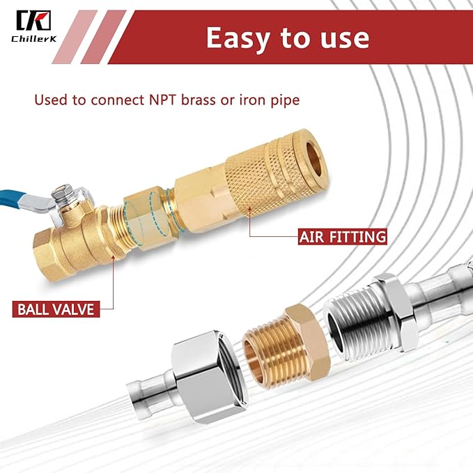 Hex Couplings, 1/4" x 3/8" NPT Male To Female Brass Hex Nipple Adapters, Brass Pipe Extension Fittings for Oil/Air/Water/Gas Systems. (2 Pack)