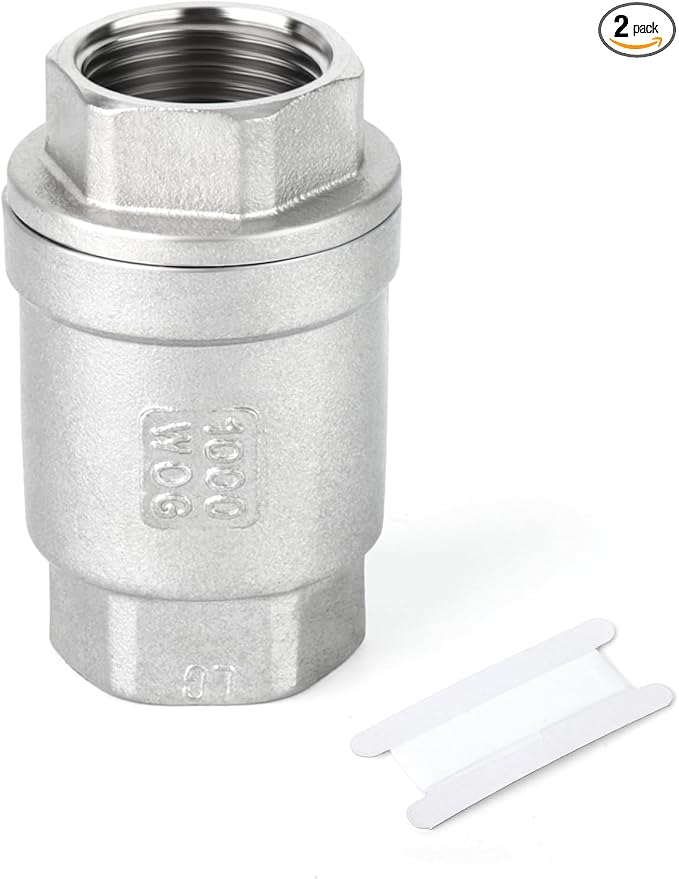 TAISHER 2PCS 304 Stainless Steel 1/2" NPT Female Vertical Check Valve，Backflow Prevention, One Way Spring Check Valves CF8 WOG 1000