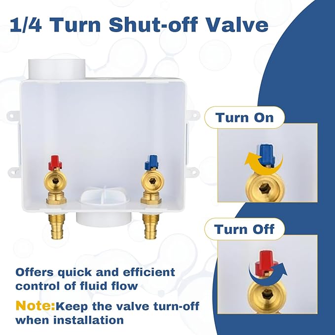 50-Pack GUOFIS Washing Machine Outlet Box,1/2 Inch PEX-A Expansion Inlet x 3/4 Inch MHT Outlet, Laundry Washer Box(Center Drain)