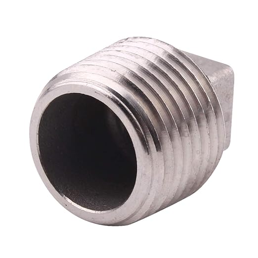 Stainless Steel 304 Cast Pipe Fitting, Square Head Cored Plug, Class 150, 1/2'' NPT Male