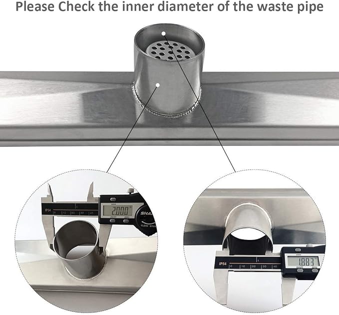 Neodrain 60-Inch Linear Shower Drain with Quadrato Pattern Grate, Professional Brushed 304 Stainless Steel Rectangle Shower Floor Drain Manufacturer, Linear Drain with Leveling Feet,Hair Strainer