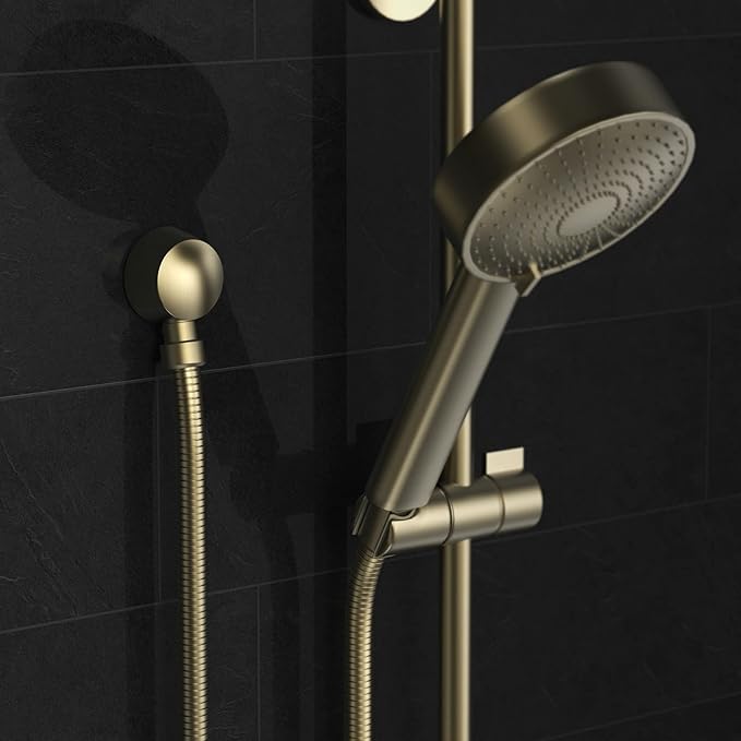100% Brass Wall Mounted Supply Elbow, Solid Brass Round Wall Elbow for Hand Shower, Check Valve Included (Brushed Gold)