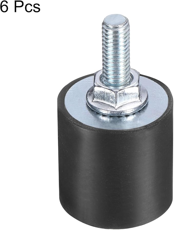 uxcell 6pcs M6x18mm Rubber Isolator Mounts with Studs 20x20mm Male Female Vibration Shock Absorber Zinc Plated Cylindrical Thread Mounts Anti Vibration Isolators with 6pcs M6 Lock Nuts