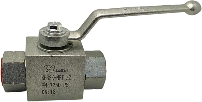 LX Hydraulic High Pressure 3 Way Ball Valve L-Born 1/2'' NPT Hydraulic Valve 7250 PSI (500 bar) Shut-Off KHB3K Hydraulic Ball Valve