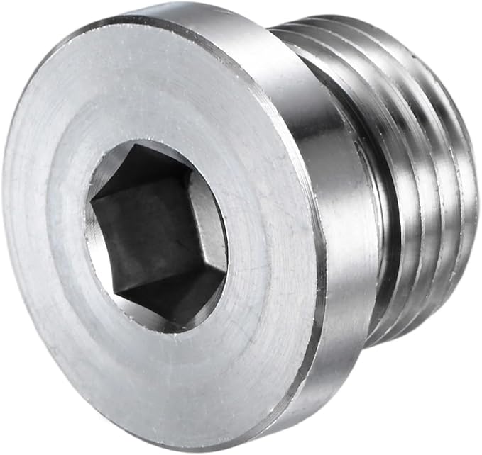 1-Pack Inner Hex Head Pipe Fitting Plug, 1/2 NPT 304 Stainless Steel Socket Bung Plug with Sealing Ring for Terminate Pipe Ends/Replacement Drains