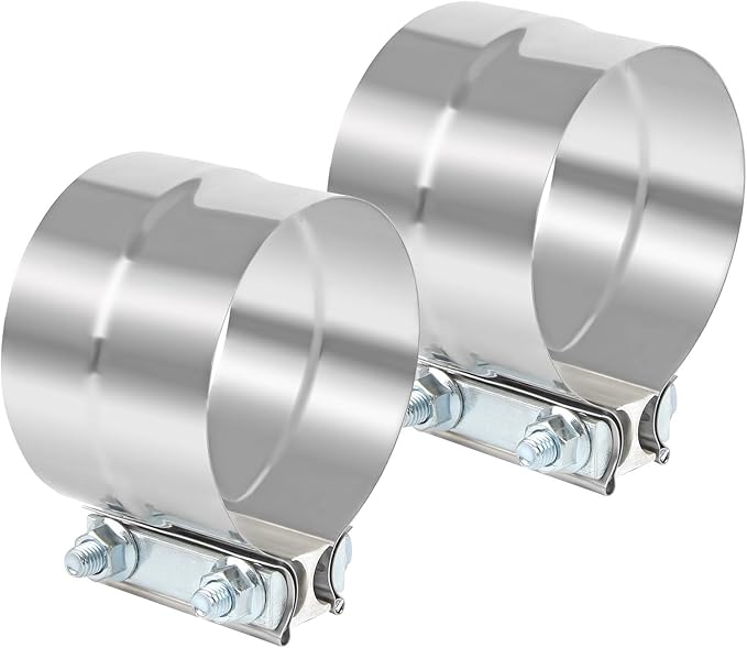 4 Inch Exhaust Pipe Clamp Lap Joint 4 In Exhaust Band Clamp Stainless Sleeve Coupler For Mufflers,Exhaust Pipe(2 PCS)