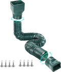 1 Pack Flexible Gutter Downspout Extensions Extendable from 21" to 67", Downspout Extender Comes with Adapters, Thickened Down spout Drain Extension for Rainwater Drainage(Green)