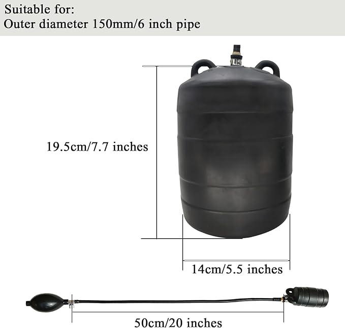 Sewer Test Plug,Test Plug Plumbing,Inflatable Pipe Plug,Inflatable Pipe Plug Balloon Plug,Self-contained Hand Inflatable Ball. (6 inches)