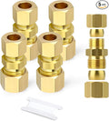 GASHER 5PCS Brass Compression Tube Pipe Fitting Connector, 8mmx10mm Tube OD Connector