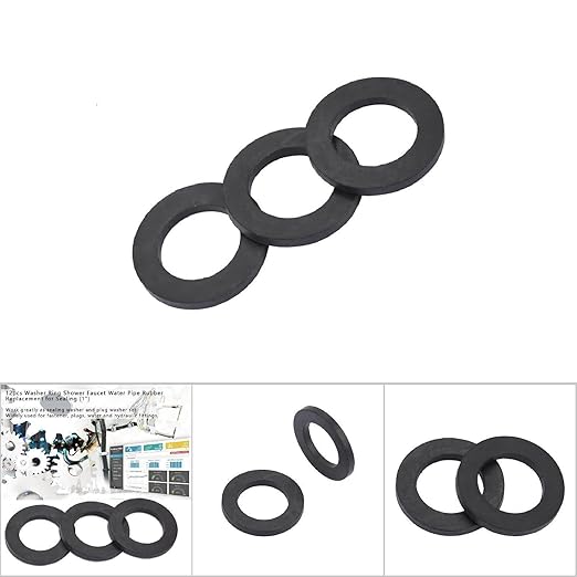 12PCS Washer Ring Shower, Faucet Washers Replacement for Sealing Rubber Washer, Black (1 Inch)