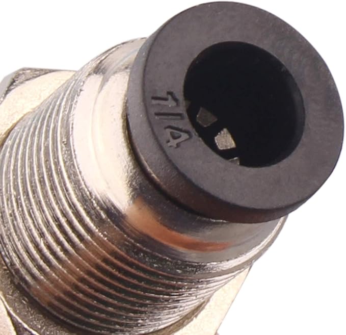 Bulkhead Union Push to Connect Tube Fitting 1/4 Inch Tube OD Double Threaded (10 Packs)