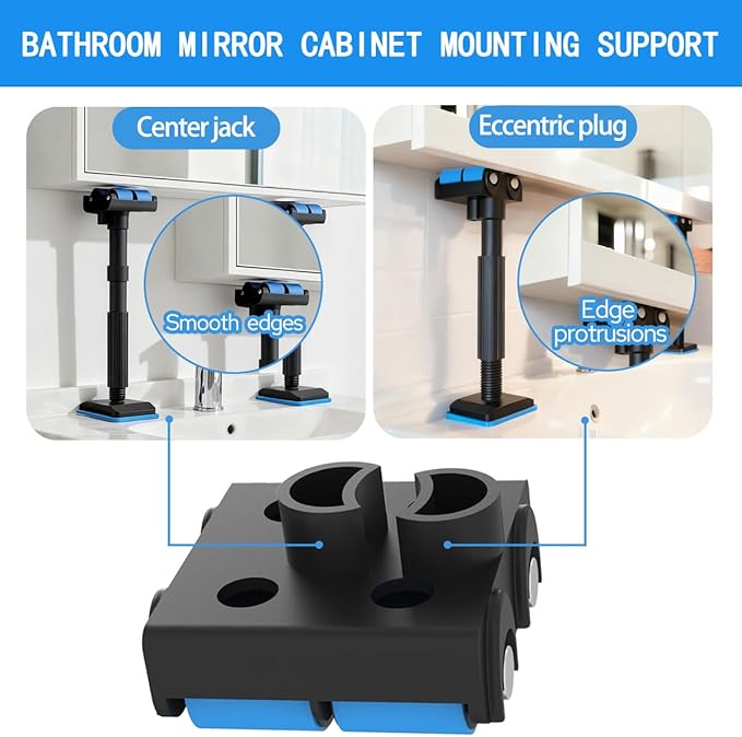 Cabinet Jacks with Horizontal Adjustment, Cabinet Lift Jack 2pk Adjustable Support Pole (7.5-17.3 in, 220 Lb), Third Hand Tool for Bathroom/Mirror Cabinet Installation Practical Furniture Lifter