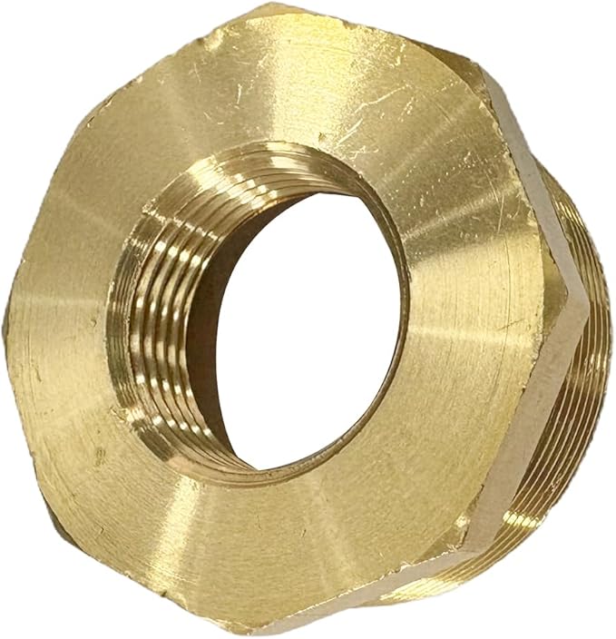2" NPT Male x 1" NPT Female Brass Reducer Hex Bushing Threaded Pipe Fitting Reducing Adapter Pack of 1
