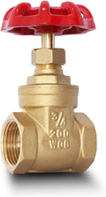 3/4" NPT Brass Gate Valve, Heavy Duty Female x Female Thread Manual Rotary Sluice Valve with Wheel Handle for Water, Oil, Gas, Industrial Plumbing, and HVAC Systems (3/4", DN20)