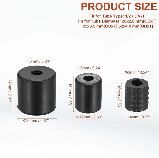 PATIKIL Rubber Sleeves for Pipe Water Stopper 1/2"/3/4"/1", 2 Set Water Stop Needle Expansion Rubber Grommet Replacement for Emergency Plugging Repair