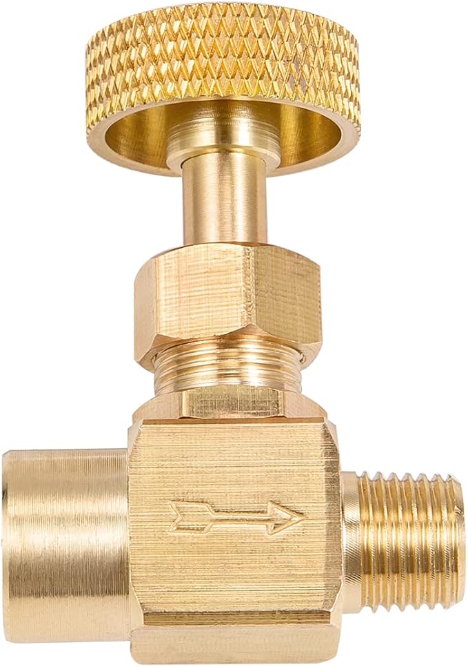 2 Piece Heavy Duty Brass Instrument Replacement Control Needle Valve 1/4" Npt Female X 1/4" Npt Male Connection