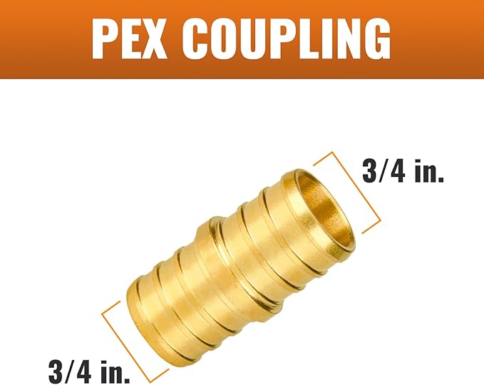 SUNGATOR 12-Pack 3/4" Pex Coupling, No Lead Brass, Pex Fittings 3/4 Inch, NSF, UPC Certified