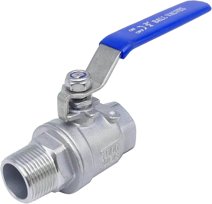 Full Port Ball Valve 3/4" NPT Heavy Duty Stainless Steel 304 Male x Female Thread For Water,Oil and Gas（1000WOG）