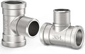 ChillWaves 304 Stainless Steel Pipe Fitting, Male Branch Tee 3/4" NPT Female x 3/4" NPT Male x 3/4" NPT Female Thread Adapter(2-PACK)