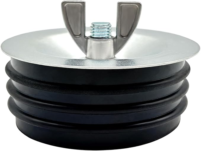 Steel Mechanical Test Plug, Sturdy Sewer Cleanout Cap with Galvanized Screw and Wing Nut Fit for Most Pipe Sink Pool,Black (6 Inch)