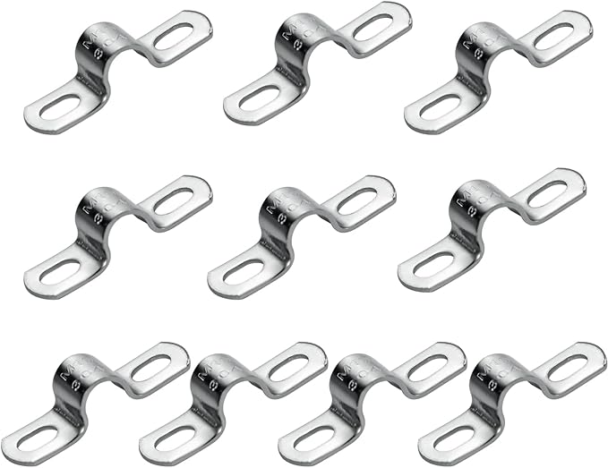 10 PCS 10mm Heavy Duty 2 Hole U-Tube Strap Clamp,Stainless Steel-304 Rigid U-Bracket Pipe Strap Clamp Hanger Tube Tension Clips ID 3/8"
