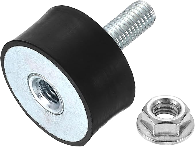 uxcell M10 Rubber Mounts, 1Pcs 39x20mm(DxH) Rubber Cylindrical Anti Vibration Isolator Shock Absorber with Lock Nut for Car Bobbin Generator Air Compressors