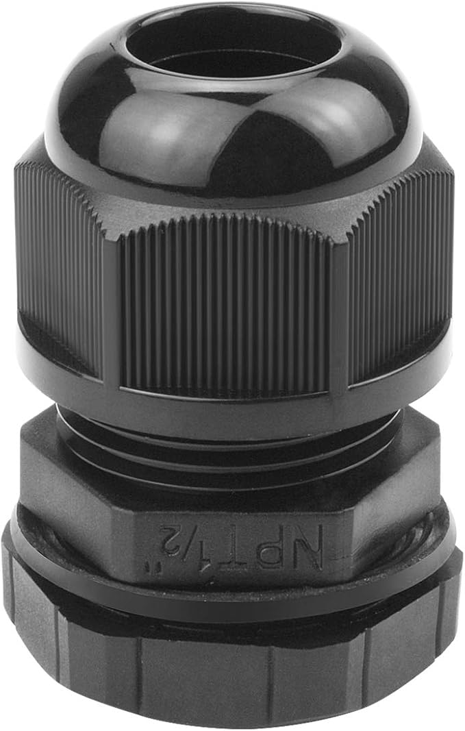 XHF 50 Pcs 1/2" IP68 Strain Relief Nylon Cord Grip Waterproof NPT Cable Glands Adjustable UL Listed and RoHS Compliant (Black)