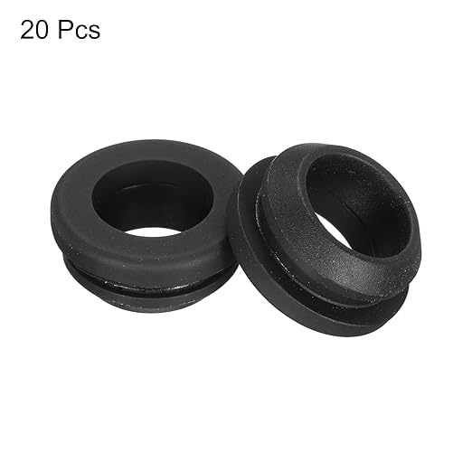 MECCANIXITY 20Pcs Snap Rubber Grommet Plug Mount Dia 13mm ID 10mm Narrow Groove Width 2mm Seal Anti-Scratch for Electrical Box Cable Pipes Black