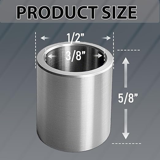 Stainless Steel Reducer Bushing, Screw Standoff Metal Spacer 1/2" to 3/8" Steel Reducer Standoff Bushing Adapters for 3/8" Screws Bolts and Rods, Round Metal Stainless Steel Spacer Set of 10
