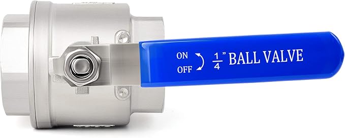 TAISHER 2 PCS 1/4 Inch FNPT Heavy Duty Full Porat Ball Valve 304 Stainless Steel with Blue Handles