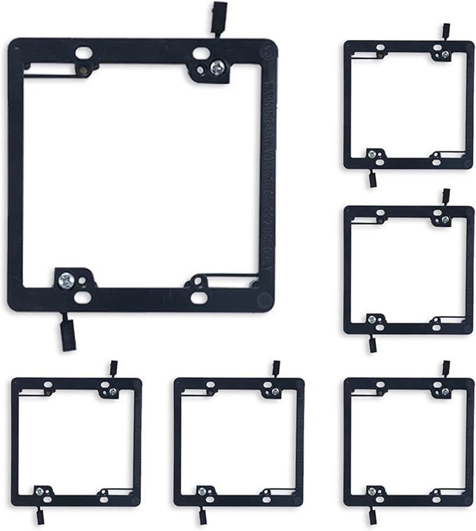 2-Gang Low Voltage Mounting Bracket 6-Pack, Dual Gangs Low Voltage Box and Low Voltage Bracket for 2 Gangs Wall Plate, Black, mounting Brackets.