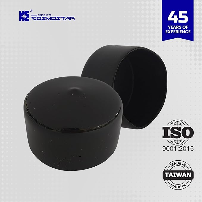 Cosmostar 1.75" Inch (44.45 mm) Round Rubber Hole Plugs - Durable Black End Caps for Metal Tubing, Fences, Chair & Furniture Legs | Easy Glide Protection & Secure