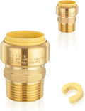 20-Pack HeSun Pushfit Male Adapter, 1" MNPT x 3/4" Push to Connect Plumbing Fittings with Disconnect Clip, Brass Push-fit Fittings for PEX, Copper, CPVC, PE-RT Pipes(PF148-20)