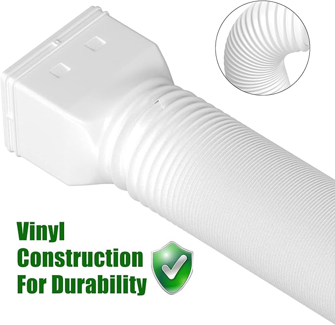 2 Pack Rain Gutter Downspout Extensions Flexible,Drain Downspout Extender Connector 21"-68",Screws for Included,White
