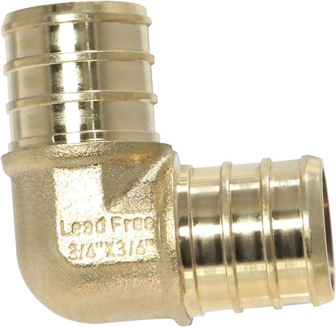 XFITTING Pex 3/4 Inch x 3/4 Inch Pex Elbow Brass Crimp Fitting, 23-2-2=25X, 25 Pieces