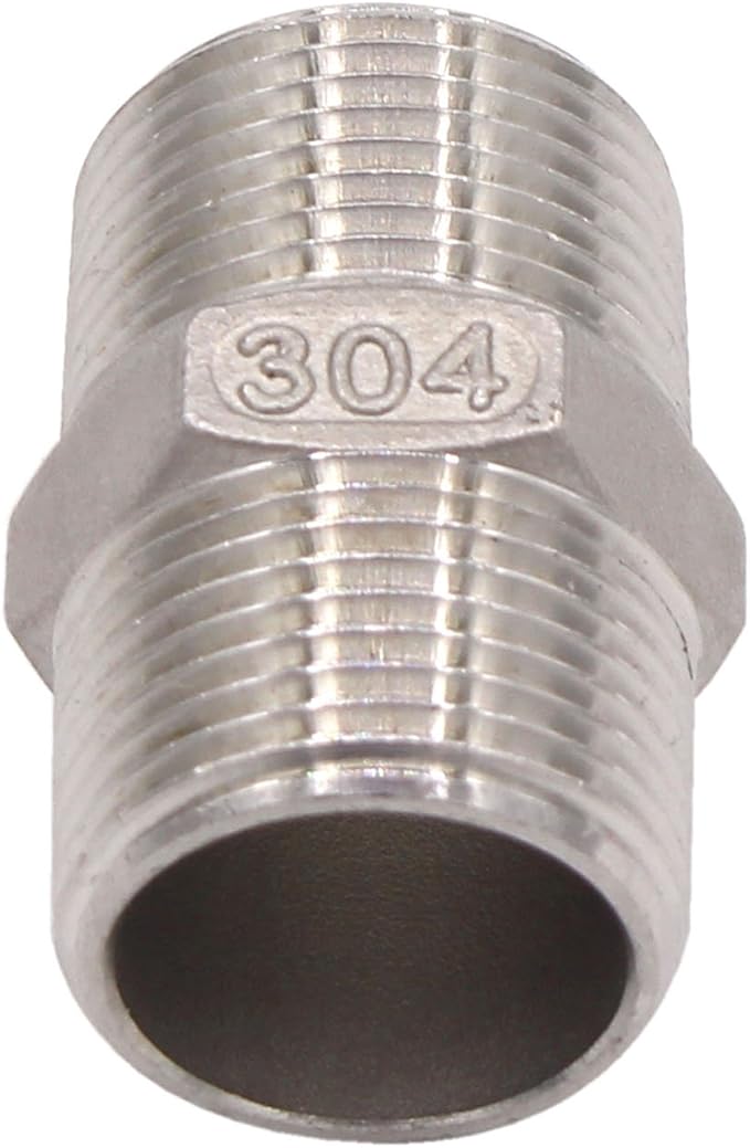 Hex Nipple 3/4 Inch Male NPT Stainless Steel 304 Threaded Pipe Fitting for Brew Kit, Home Piping Application, Compatible for DERNORD