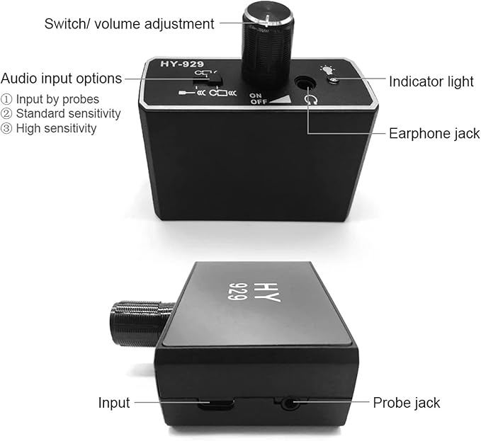 20000X Underground Water Leak Detector, -70D db Double Probe Water Leak Detection Device, AC100-240V US Plug Water Pipe Monitor Kit for Construction Pipeline Inspection