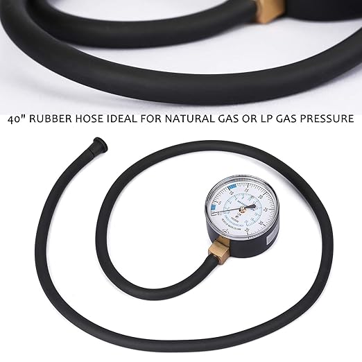 MEASUREMAN Natural Gas or LP Gas Manifold Pressure Test Kit, 0-35 "W.C., 1/4" NPT, 40" Length Hose