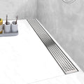 Linear Shower Drain, Shower Drain 32 inch with Removable Grate Cover, Professional AISI 304 Stainless Steel Shower Floor Drain, Linear Drain with Hair Catcher and Leveling Feet